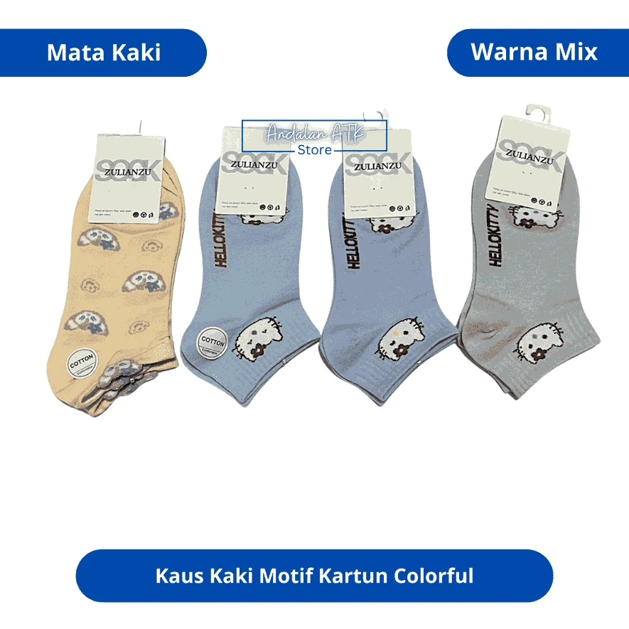 Kaus Kaki Motif Kartun Colorful Mata Kaki