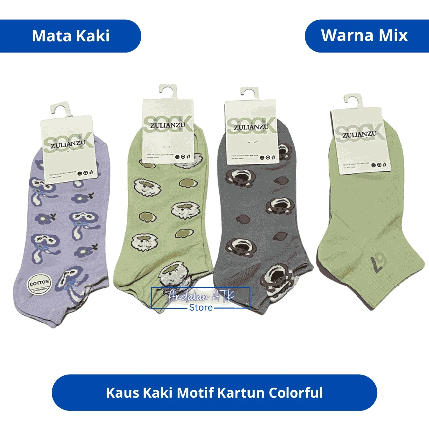 Kaus Kaki Motif Kartun Colorful Mata Kaki
