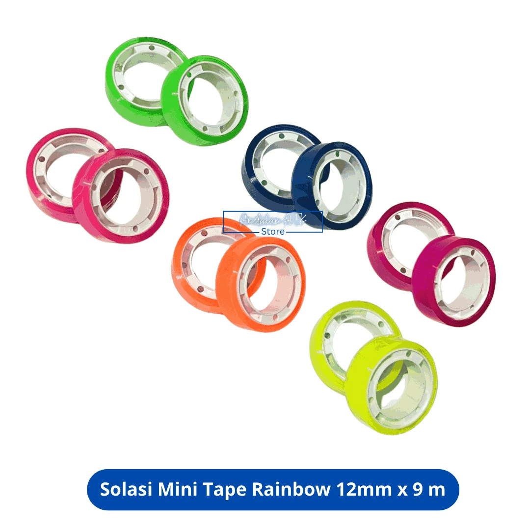 BERRY Solasi Mini Tape Rainbow 12mm x 9 meter BRTAPE018 / Isolasi Kecil / Selotip Warna Warni