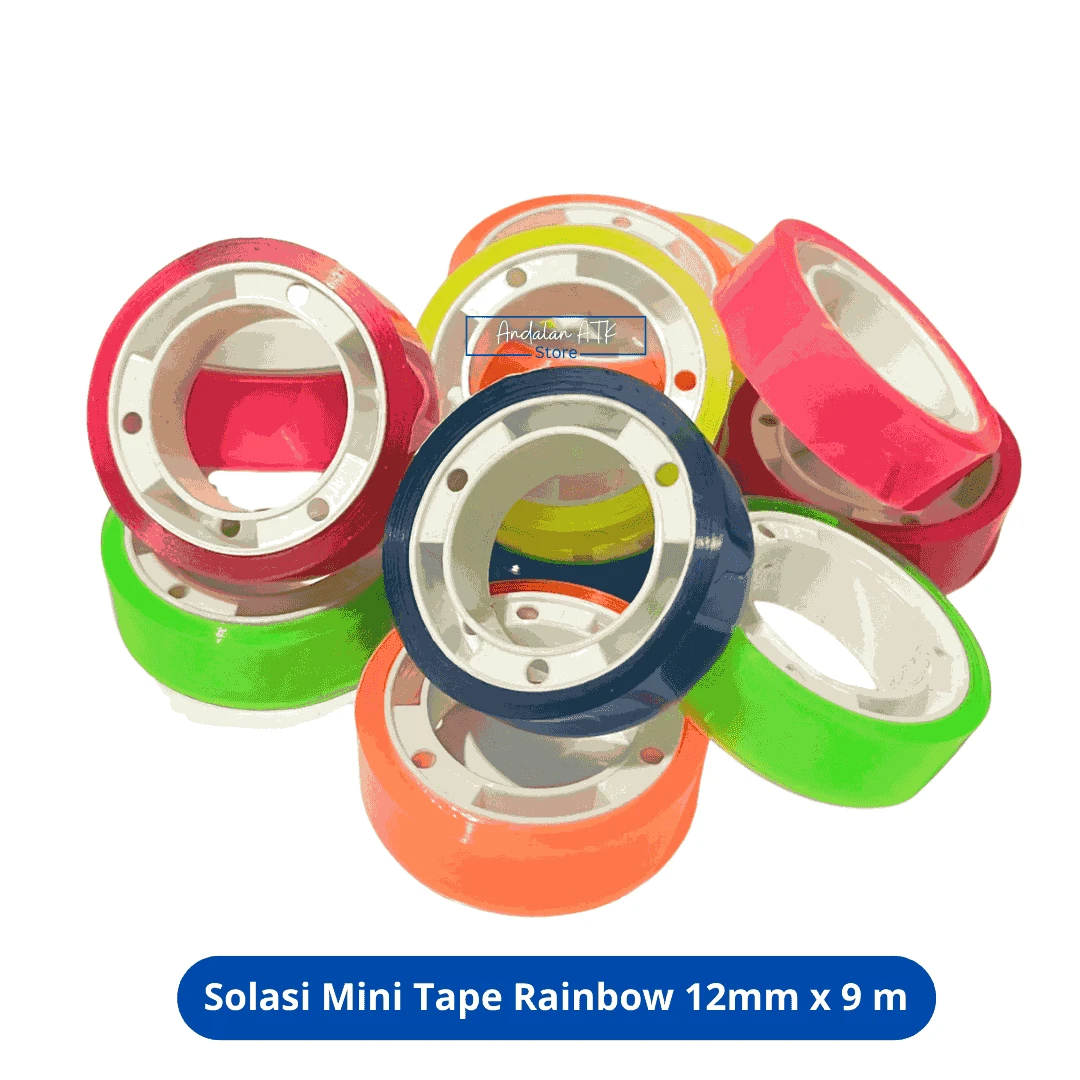 BERRY Solasi Mini Tape Rainbow 12mm x 9 meter BRTAPE018 / Isolasi Kecil / Selotip Warna Warni