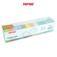 Washi Tape Joyko WT-100 15 mm x 3 M 12 Color / Pita Perekat Dekoratif / Selotip Kertas 12 Warna