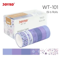 Washi Tape Joyko WT-101 15 mm x 3 M 6 Color / Pita Perekat Dekoratif / Selotip Kertas 6 Warna