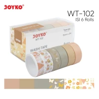 Washi Tape Joyko WT-102 15 mm x 3 M 6 Color / Pita Perekat Dekoratif / Selotip Kertas 6 Warna