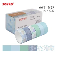 Washi Tape Joyko WT-103 15 mm x 3 M 6 Color / Pita Perekat Dekoratif / Selotip Kertas 6 Warna