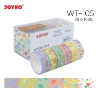 Washi Tape Joyko WT-105 15 mm x 3 M 6 Color / Pita Perekat Dekoratif / Selotip Kertas 6 Warna