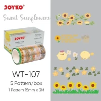 Transparent Washi Tape Joyko WT-107 15 mm x 3 M 5 Color / Pita Perekat Dekoratif / Selotip 5 Warna