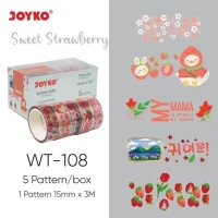 Transparent Washi Tape Joyko WT-108 15 mm x 3 M 5 Color / Pita Perekat Dekoratif / Selotip 5 Warna