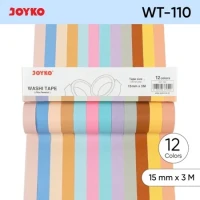 Washi Tape Joyko WT-110 15 mm x 3 M 12 Color / Pita Perekat Dekoratif / Selotip Kertas 12 Warna