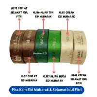Pita Satin Eid Mubarak Selamat Idul Fitri / Pita Gulungan / Pita Lebaran / Pita Kain Satin Roll