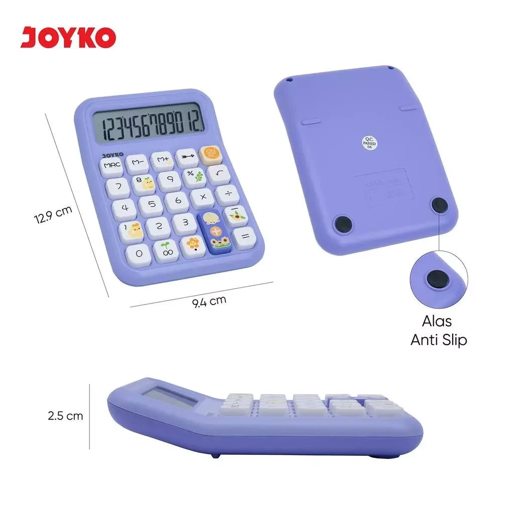 Kalkulator Joyko / Calculator CC-81F White & Purple Joyko / 12 Digit Dual Power