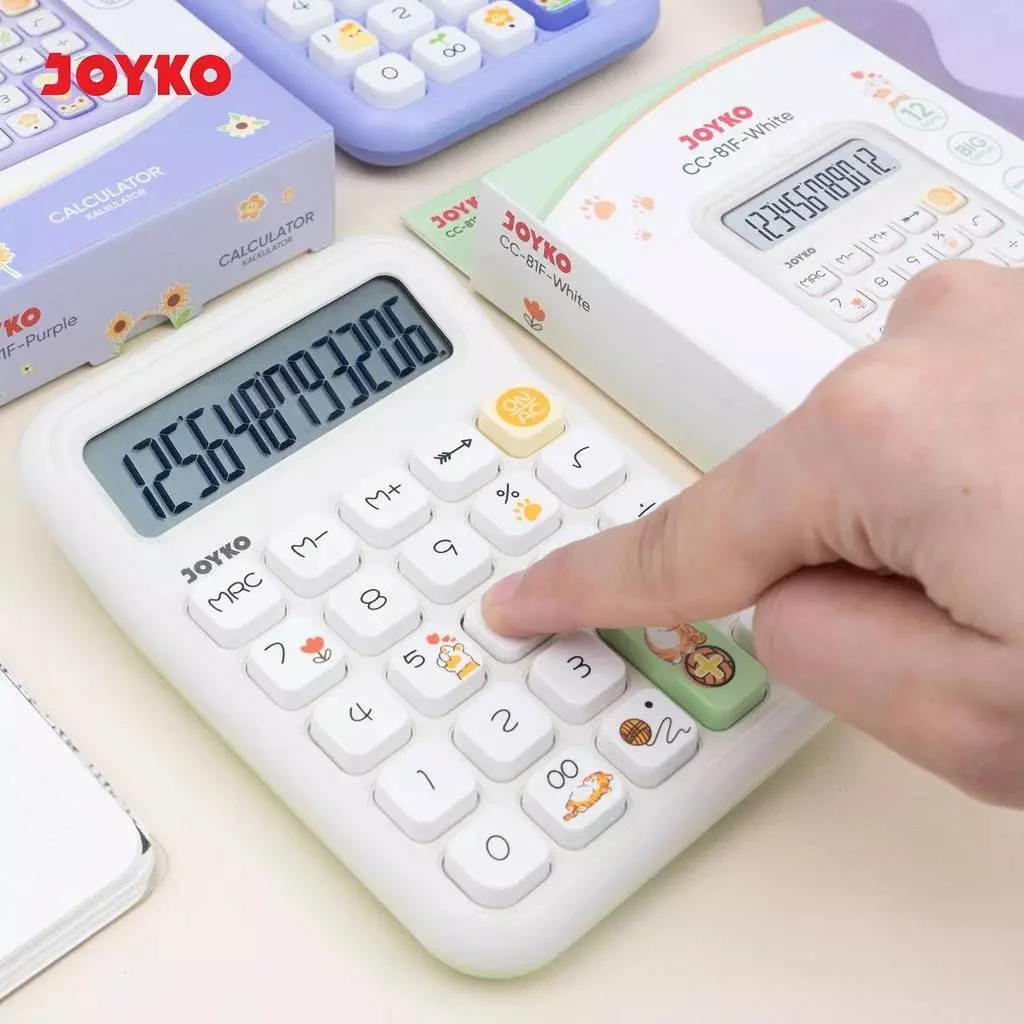 Kalkulator Joyko / Calculator CC-81F White & Purple Joyko / 12 Digit Dual Power