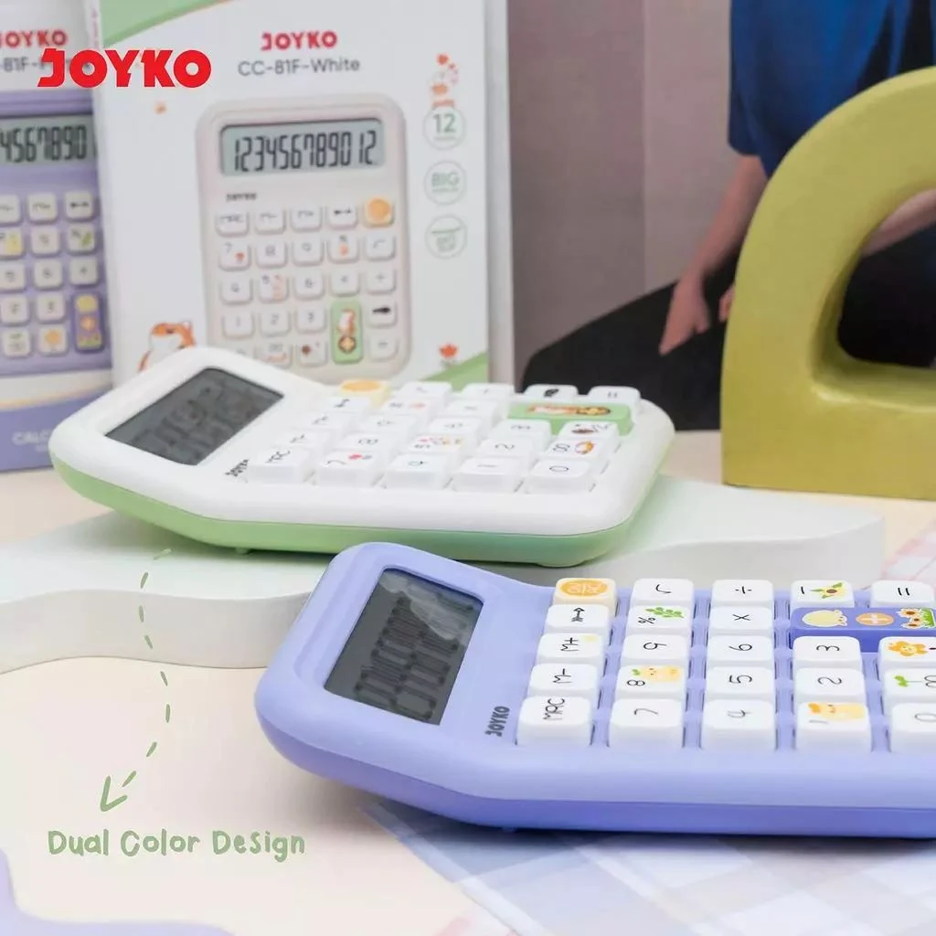 Kalkulator Joyko / Calculator CC-81F White & Purple Joyko / 12 Digit Dual Power