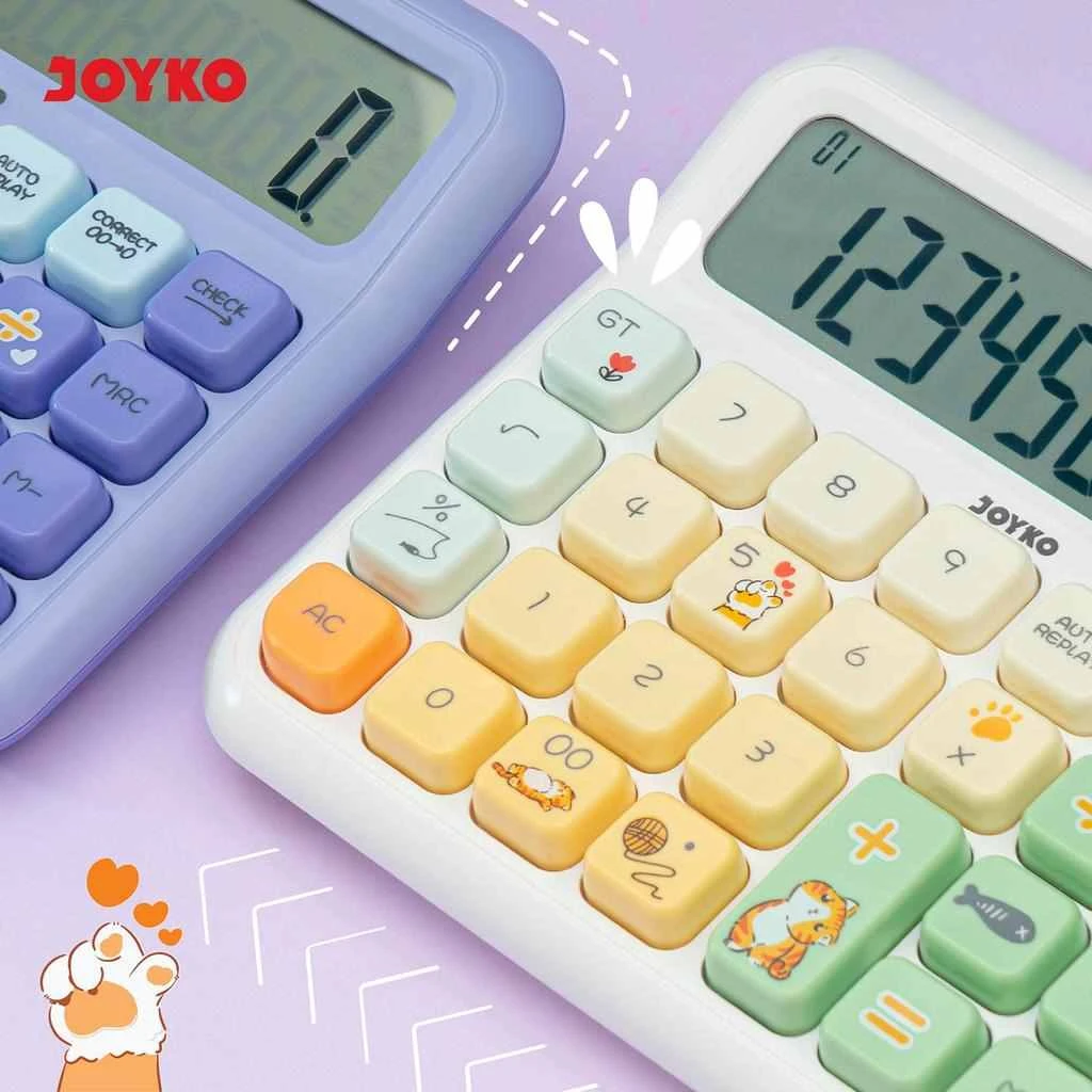 Kalkulator Joyko / Calculator Tipe CC-63F White & Purple Joyko / 12 Digit Dual Power