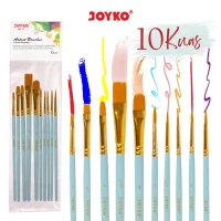 Kuas Lukis Set Brush BR-17 Joyko Isi 10 Pcs Round & Flat