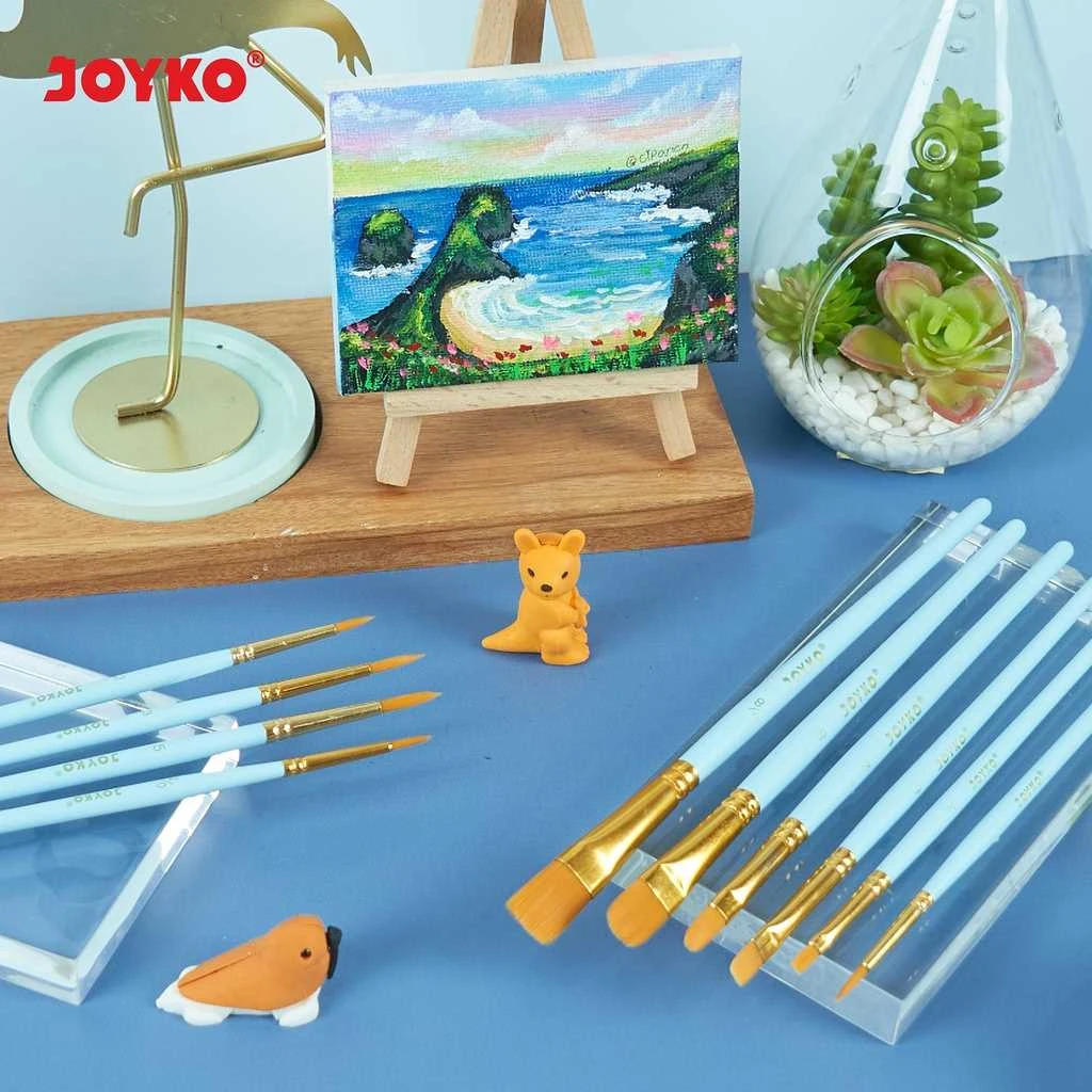 Kuas Lukis Set Brush BR-17 Joyko Isi 10 Pcs Round & Flat