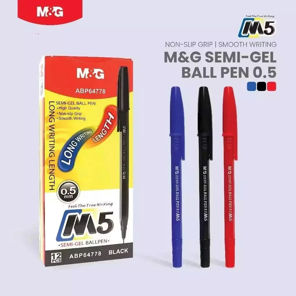 Pulpen M&G M5 Semi Gell 0.5mm Black, Blue, Red ABP64778