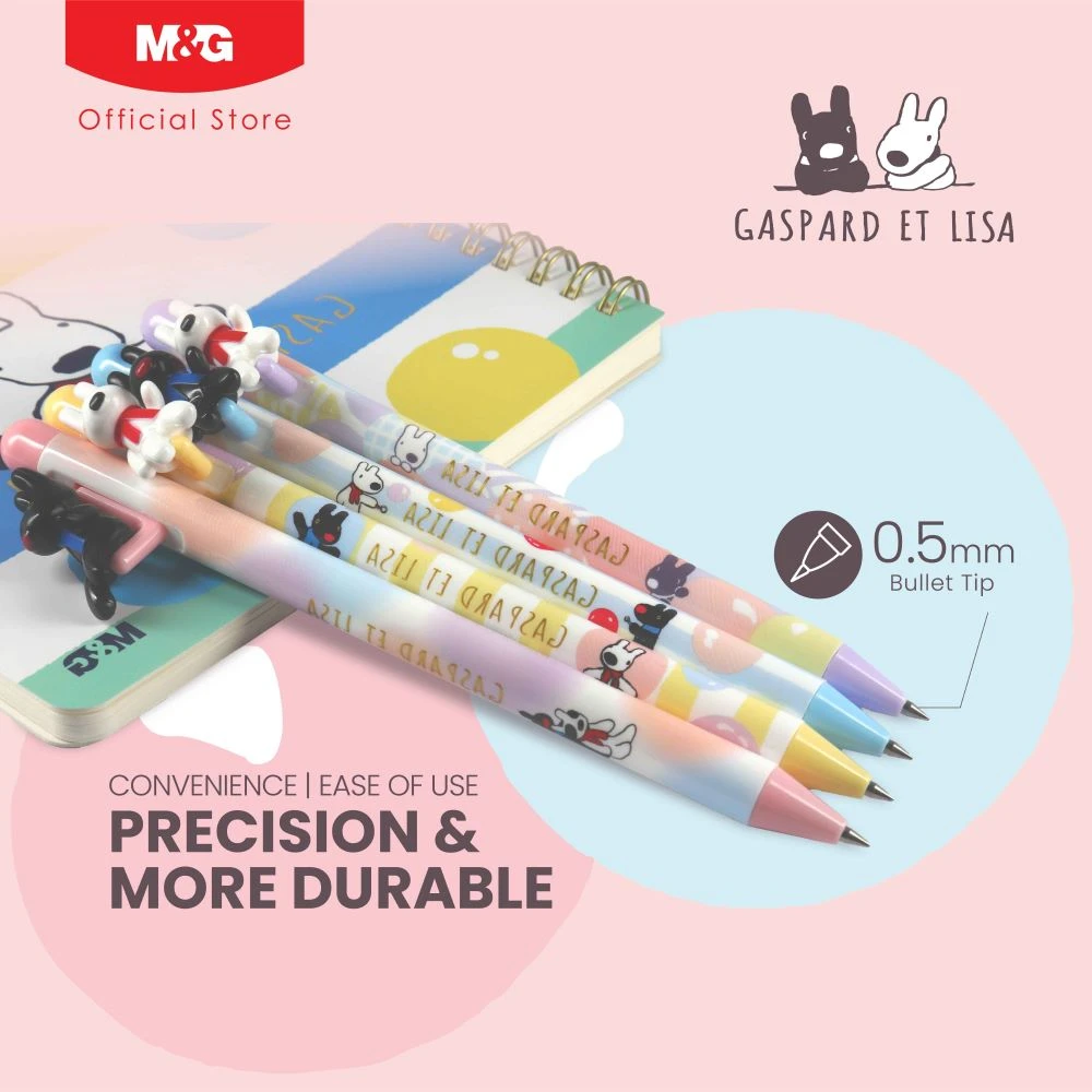 Pulpen M&G Gaspard Et Lisa Retractable 0.5mm Black QGPJ6871