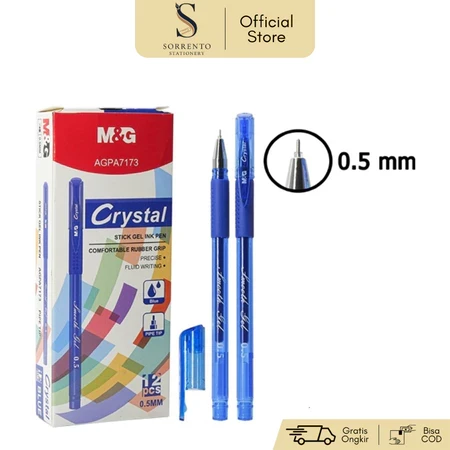 Gel Pen M&G Crystal Stick 0.5mm Black Blue Red Pipe Tip AGPA7173
