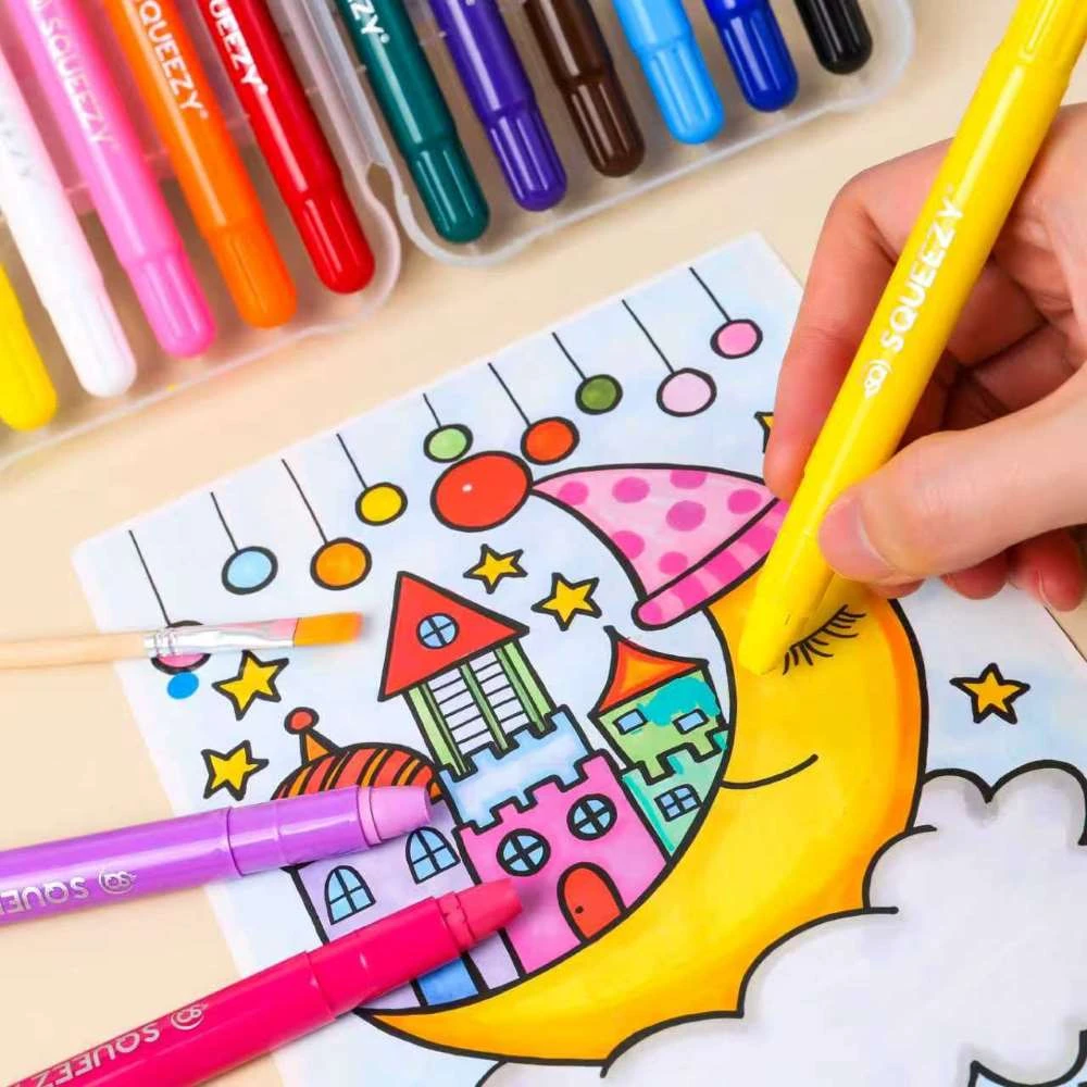 CP-SQ2612 Silky Crayon Squeezy 12 Warna + Kuas