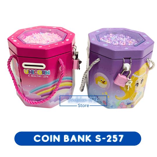 Coin Bank / Celengan Anak Kunci Gembok Foam Butir Bentuk Hexagonal S-257 Xiaolingjing