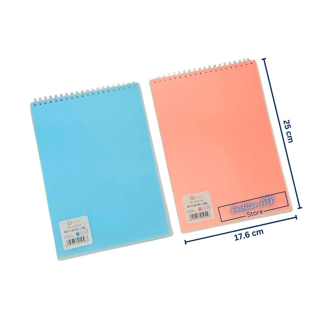 Notebook Orenji Buku Agenda B5 Line Spiral Atas Pastel 60 Lembar / Buku Catatan Bergaris