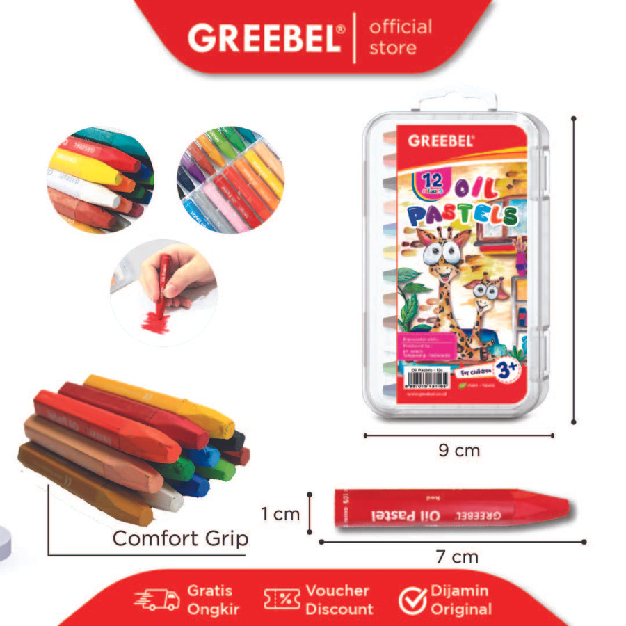 Crayon Greebel Oil Pastel PP-12C 12 Warna