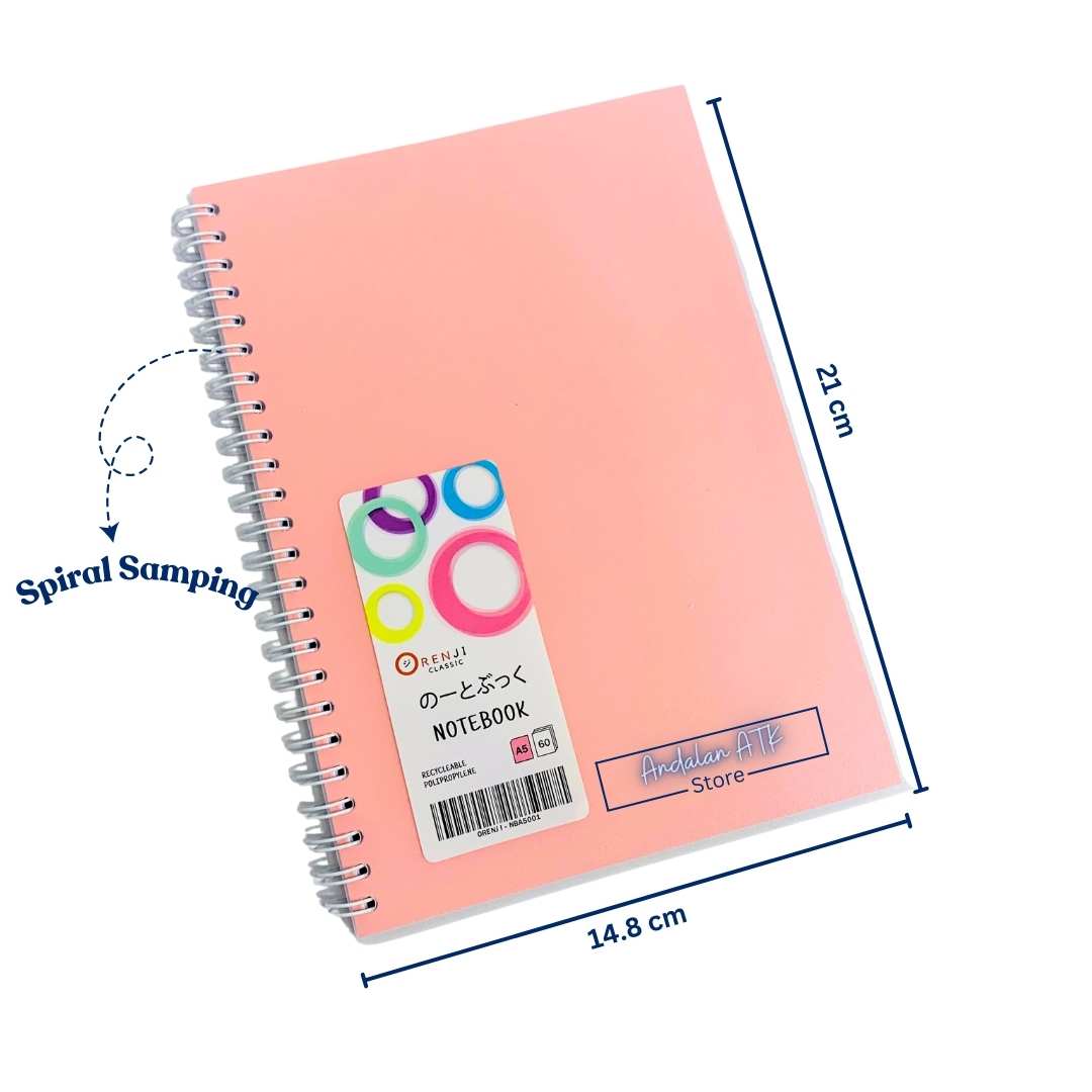Notebook Orenji Buku Agenda A5 Line Spiral Samping Pastel 60 Lembar/ Buku Catatan Bergaris