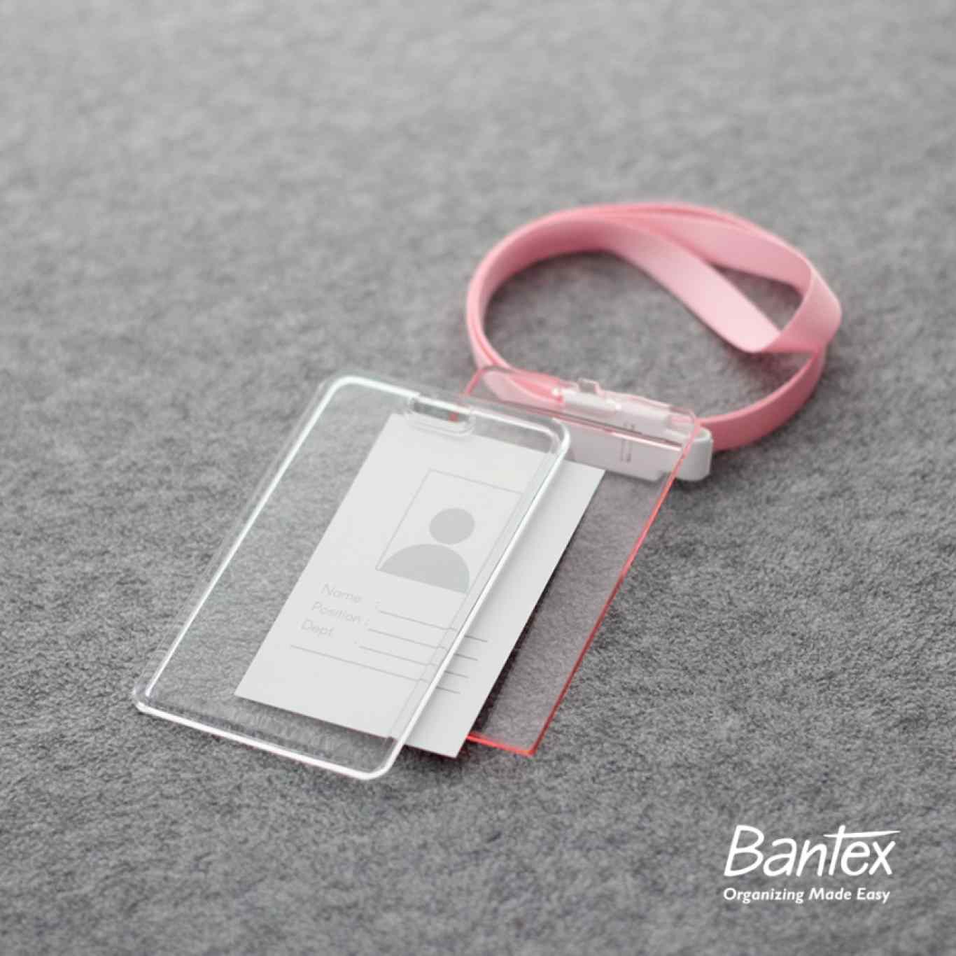ID Card Bantex Holder Potrait Transparan Akrilik / Name Tag Bantex / Landyard Idcard Bantex