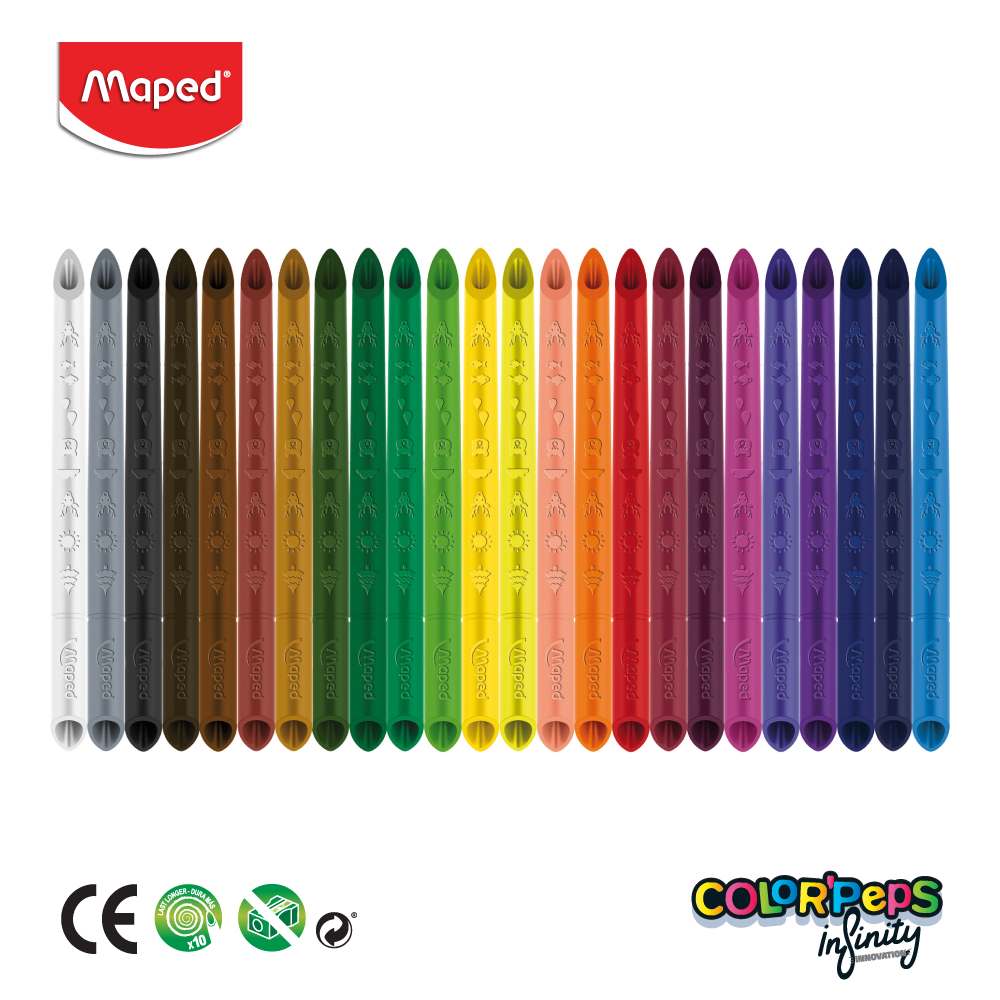 Maped Color Peps Infinity X24 CP861601 Isi 24 Warna / Pensil Warna Tanpa Kayu / Clean Crayon