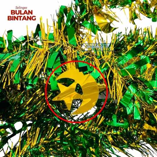 Selinger Lebaran Bulan Bintang Ketupat dan 2 Warna / Slinger / Rumbai