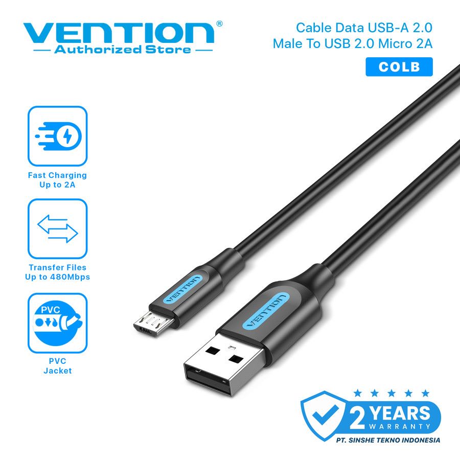 Vention - Kabel USB 2.0 A Male to Macro - B Male 3A 1.5M Black dan 1M Blue COL / Kabel Data