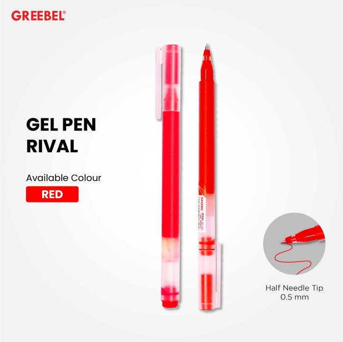 Pulpen Greebel / Greebel Gel Pen GP-502 Rival 0.5MM Hitam - Biru - Merah / Ballpoint