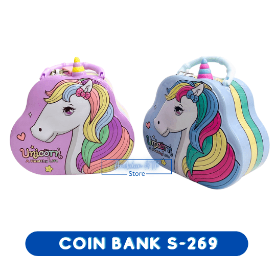 Coin Bank / Celengan Anak Kunci Gembok Karakter Unicorn S-269 Xiaolingjing