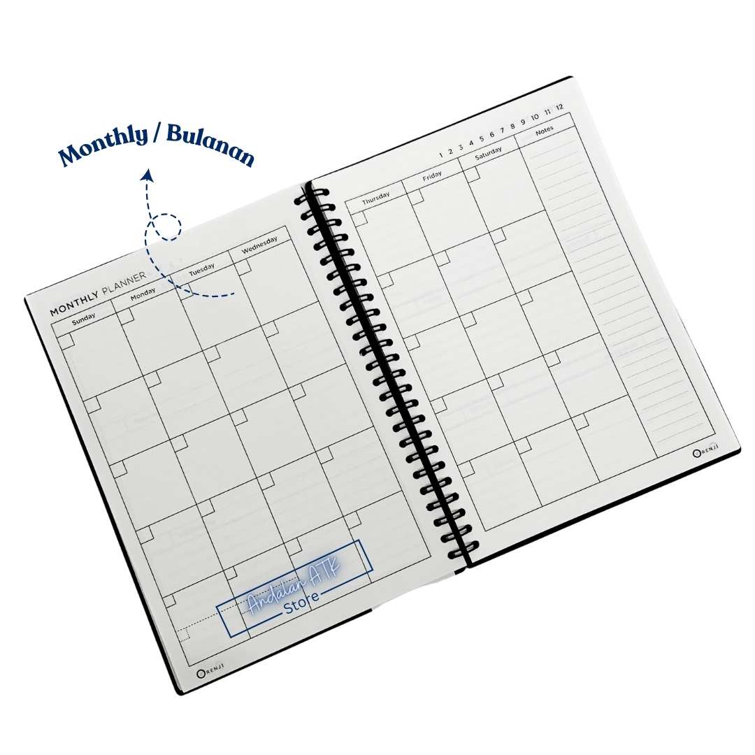 Notebook Orenji Planner Diary B5 Month + Week Daily Planner / Buku Catatan Agenda