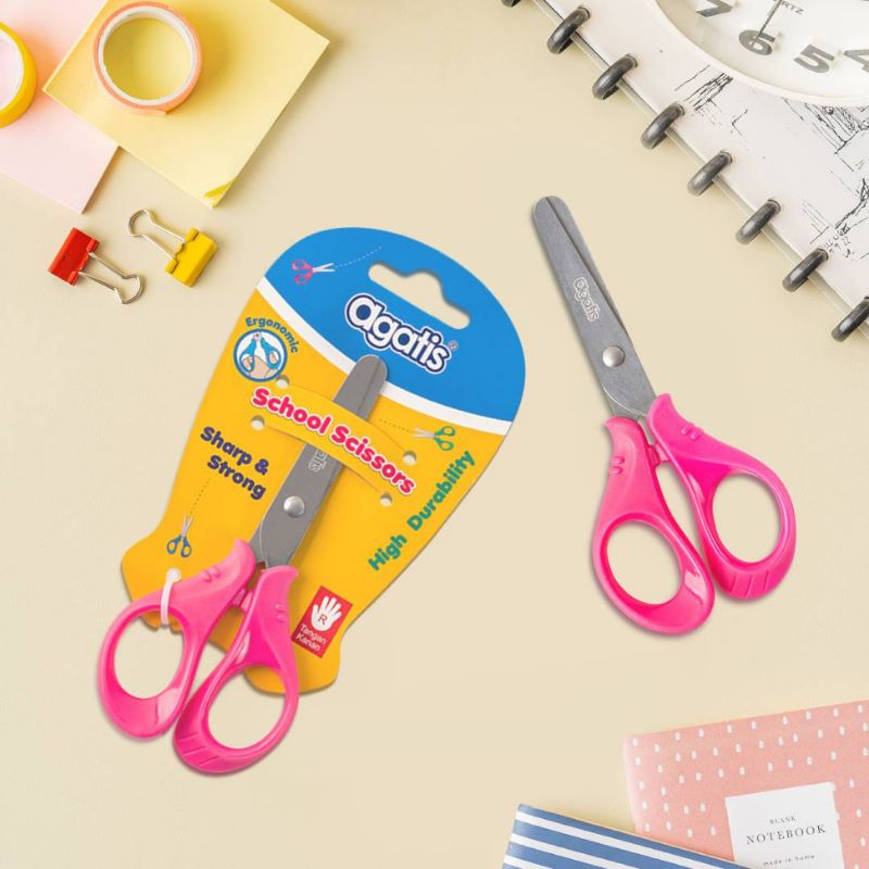 Gunting Agatis Scissors Metal For Kids Pastel GSKD-21M-AC1 PASTEL PINK, BLUE, LIME
