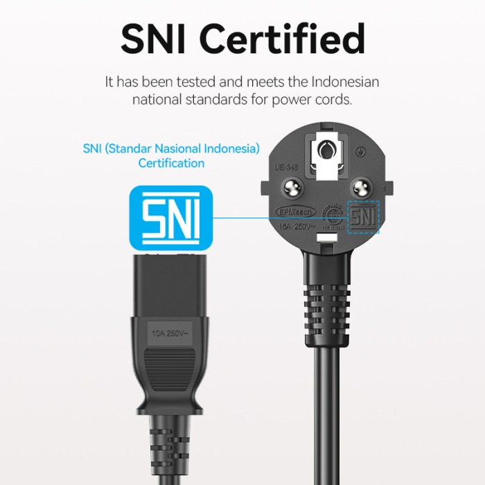 Vention - Power Cord 3-Prong 1.8M C13 Connector EU Plug ZCGBAC