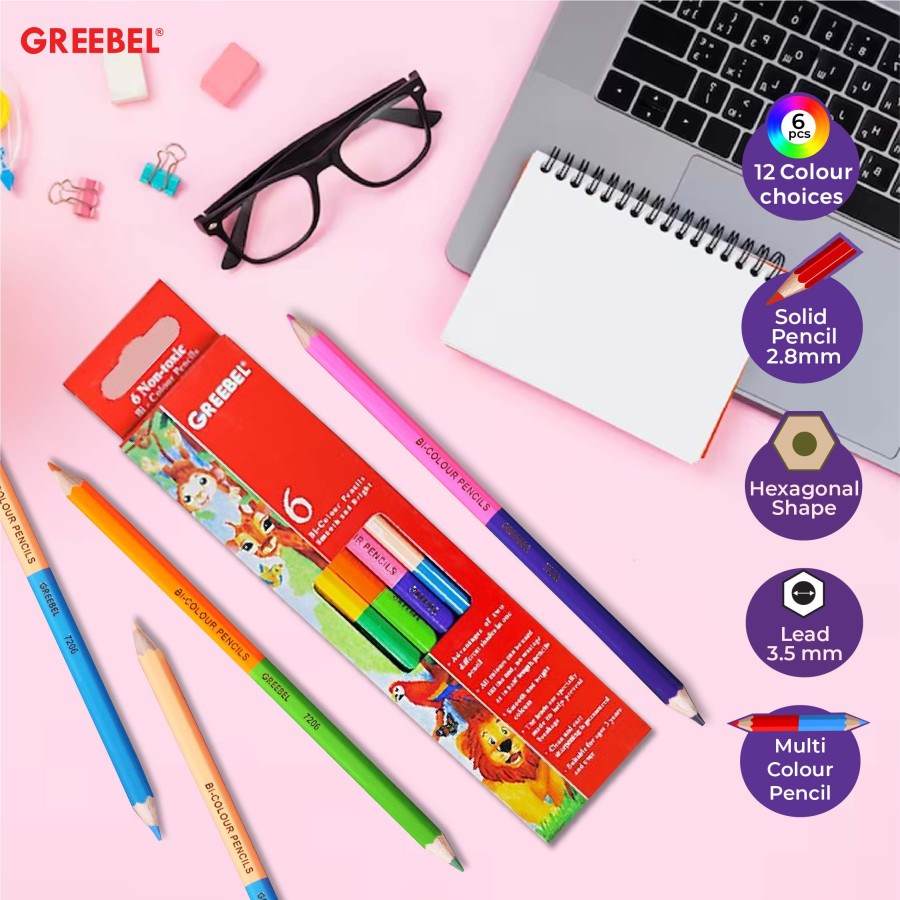 Pensil Warna Greebel 7206 Pencil B1 Color [6 pcs - 12 warna] / Color Pencil