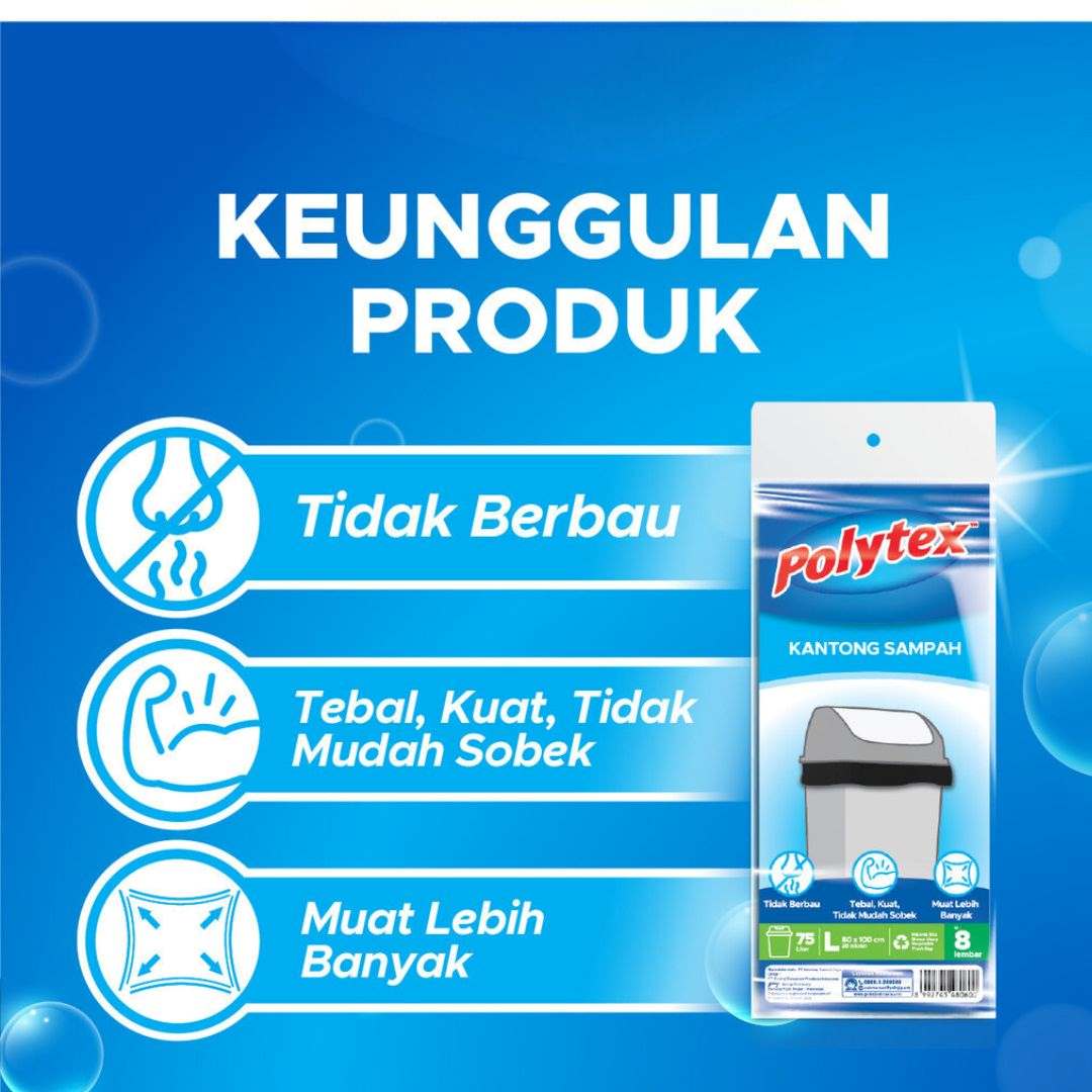 Polytex Kantong Sampah Ukuran M, L, XL / Plastik Sampah