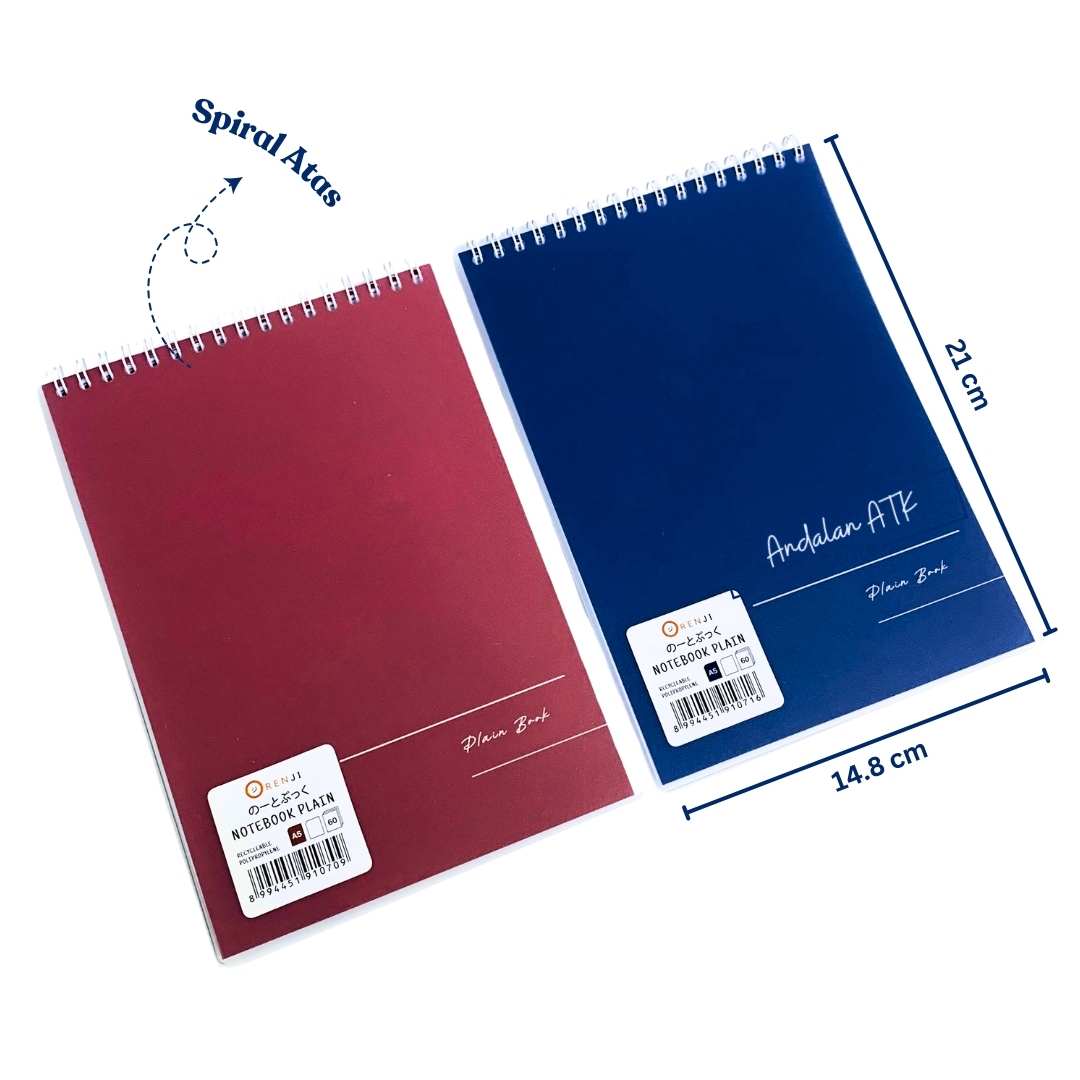Notebook Orenji Buku Agenda A5 Plain Spiral Atas 60 Lembar/ Buku Catatan Polos