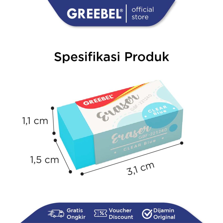 Penghapus Greebel 4 Colors / Greebel Eraser GBF-221240 Kecil - Sedang - Besar / Hapusan Pensil 4 Warna