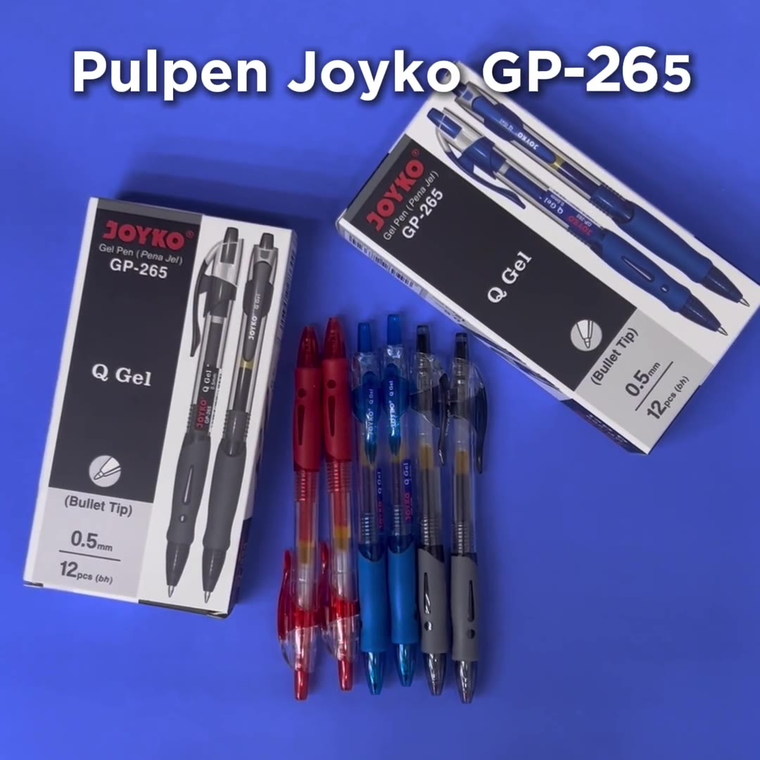 Video review Pulpen / Ballpen Gell Joyko GP-265 Bullet Tip Ukuran 0.5mm Warna Black , Red, Blue