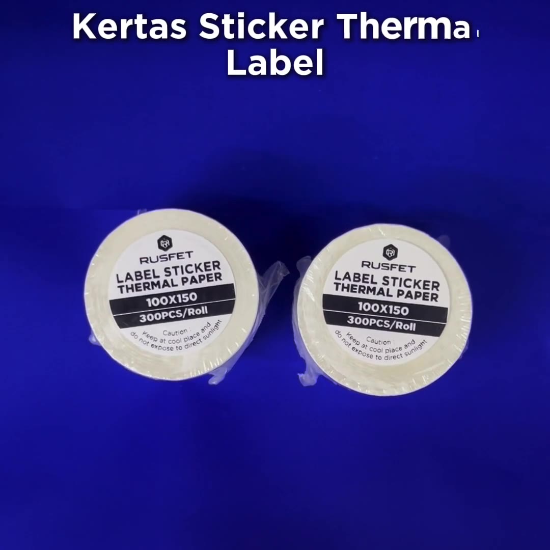 Video review Kertas Sticker Rusfet Stiker Thermal Label Barcode Resi 100x150mm Isi 300Pcs