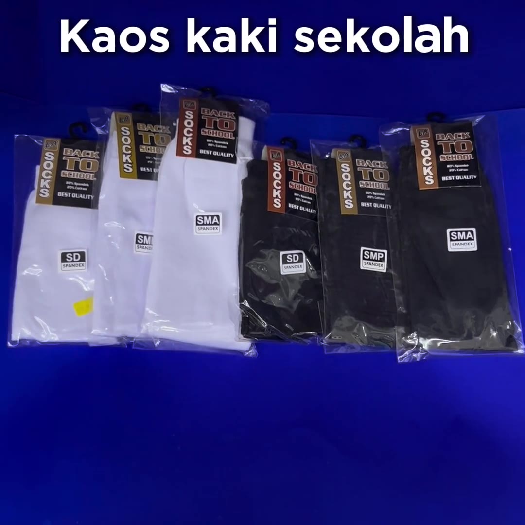 Video review Kaos Kaki Sekolah Kaus Kaki Sekolah Ukuran SD, SMP, SMA / Motif: Putih Hitam, Putih Polos, Hitam Polos