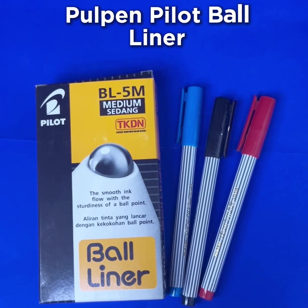 Video review Pulpen Pilot Ball Liner Ukuran 0.8mm / Balpoint Pilot BallLiner Warna: Hitam, Biru, Merah