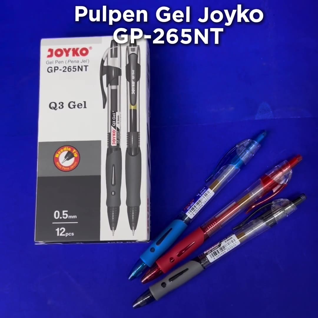 Video review Pulpen / Ballpen Gell Joyko GP-265NT Needle Tip Ukuran 0.5mm Warna Black , Red, Blue