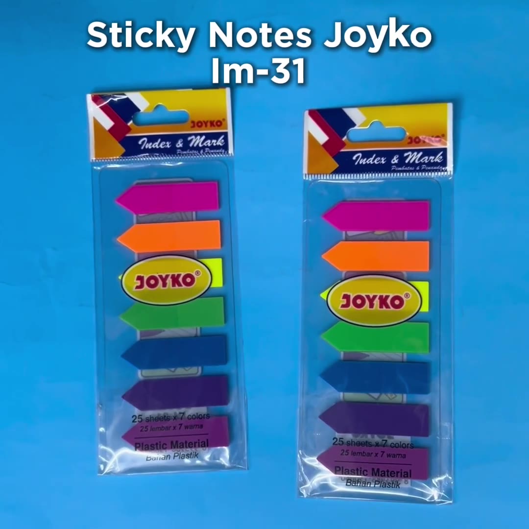 Video review Pembatas / Penanda Buku / Index Memo IM-31 Panah Plastik Joyko 7 Warna / Sticky Notes