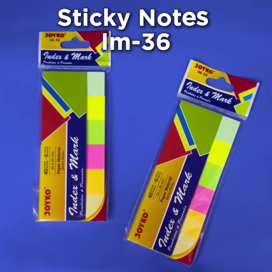 Video review Pembatas / Penanda Buku / Index Memo IM-36 Joyko 6 Warna Sticky Notes