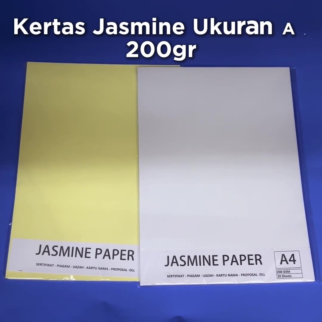 Video review Kertas Jasmine Ukuran A4 Isi 20 Lembar [200gr] / Kertas Sertifikat