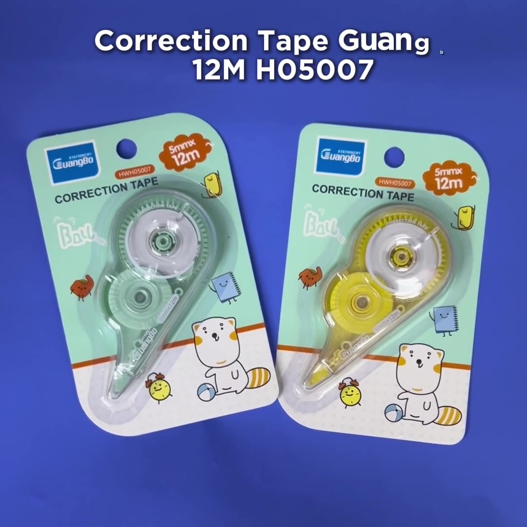 Video review Tip Ex Kertas / Correction Tape Guangbo 12M H05007