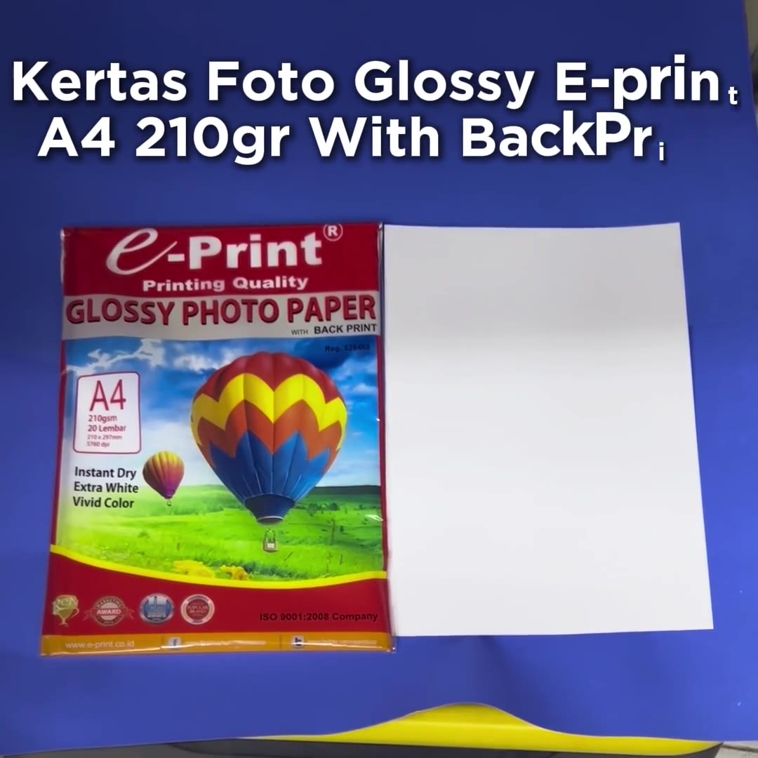 Video review Kertas Foto / Glossy Photo Paper A4 Tebal 210gr Eprint with Back Print
